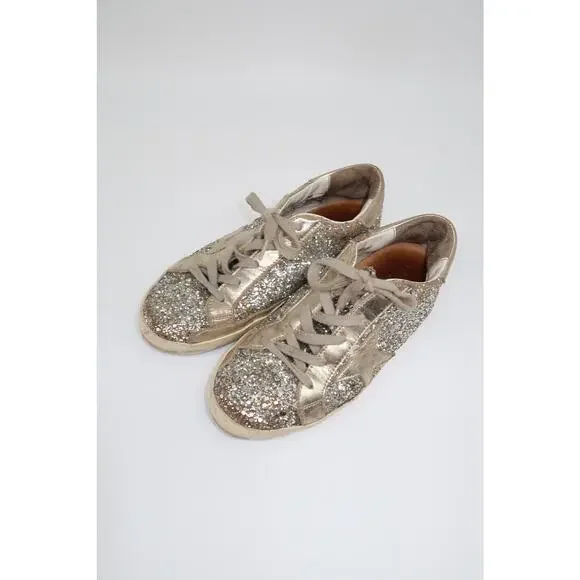 Golden Goose Superstar Sneaker Gold Leather Glitter Size 35 - Picture 4 of 11
